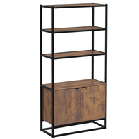 HOMCOM 5-Tier Bookcase with Doors and Open Shelves - Brown-Perfect addition to your bedroom, living room, kitchen or office 