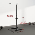 Soozier Adjustable Stable Power Squat Stand Black-12 adjustable level on the tube and the height can be adjusted between 48.75"-60.75" 
