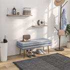 HOMCOM Upholstered Storage Bench for End of Bed - Dark Grey-Storage under the seat keeps your items neatly tucked away