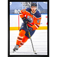 Connor Mcdavid Edmonton Oilers Skating - Framed Canvas - 22" x 31"-Premium canvas print with gallery-wrapped edges