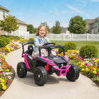 Qaba 12V Kids Ride On Truck with Dual Motors - Pink-Rear shock absorbers and large wheels provide a comfortable ride 