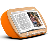 ShoppingAll Lap Desk Beanbag Book Holder Cushion Pillow Stand - Orange-Perfectly Sized for Convenience: Measuring 16.9” x 10.8” x 3.5”, this book stand accommodates various laptops, tablets, and books. Be sure to check the dimensions for device compatibility.