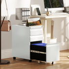 Vinsetto 3-Drawer Steel Letter/A4 Filing Cabinet - White-Doubles as a convenient printer table
