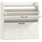 HOMCOM Narrow Shoe Cabinet with 2 Flip Drawers - White Oak-Two flip drawers hold up to 16 pairs of shoes