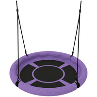 Qaba 3' Dia. Kids Saucer Swing Seat with Height Adjustable Hanging Ropes - Purple-Nearly 100 cm diameter swing fits 1-2 children 