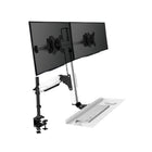 ShoppingAll Height Adjustable Standing Desk Converter Dual Monitor Riser - 25" - White-Effortless sit-to-stand – Gas-spring lift lets you raise or lower the platform smoothly with one hand for instant posture change and all-day comfort