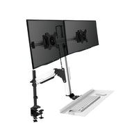ShoppingAll Height Adjustable Standing Desk Converter Dual Monitor Riser - 25" - White-Effortless sit-to-stand – Gas-spring lift lets you raise or lower the platform smoothly with one hand for instant posture change and all-day comfort
