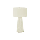 Monarch Specialties 29" H Contemporary Table Lamp - White Ceramic / Ivory / Cream Shade-This art-deco inspired 29"h table lamp with a white ceramic columnar base in a sleek geometric design, topped with an ivory linen drum shade and finished with a silver finial on top, brings fashionable style to a living room, bedroom, or office space