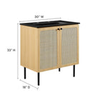 Modway Chaucer 30" Bathroom Vanity - Oak/Black-Adjustable Shelf
