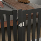 PawHut 3-Panel Foldable Dog Gate with Feet - Black-Colour: Black 