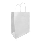 Reliabag Paper Bags - Twist Handles - 10" W x 5" D x 13" H - White - 250 Pack-Made by the premium white kraft paper with the re-enforced flat bottom