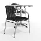 31.5'' Round Aluminum Indoor-Outdoor Table with 2 Black Rattan Chairs (TLH-ALUM-32RD-020BKCHR2-GG)-5