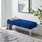 Modway Prologue Woven Performance Velvet Ottoman - Navy-Acrylic Legs