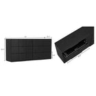 Manhattan Comfort Clive 72" Mid-Century Modern 6-Drawer Double Dresser - Black-Drawers open on 0.75-extension tracks for smooth, convenient access