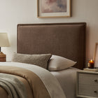 Modway Camille Upholstered Linen Blend Twin Size Headboard - Cocoa-Padded Pillow Design
