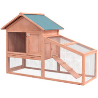 PawHut 2-Tier Outdoor Rabbit Hutch with Removable Tray, Ramp and Asphalt Roof-Suits for rabbit, bunny, guinea pig or other small animals 