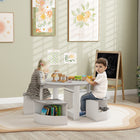 Qaba Kids Table and Chair 5-Piece Set with Storage - Grey-Chairs store under the table to maximize room space 