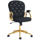 Vinsetto Vanity Office Chair with Button Tufted Backrest and Arms - Black-Velvet-feel fabric is beautiful and skin-friendly