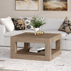 Hudson&Canal Hughes 32"W Square Coffee Table - Antiqued Grey Oak-Features easy assembly