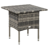 Outsunny 20" Patio Wicker Coffee Table with Plastic Board Underneath the Woven Tabletop - Mixed Grey-Classic design blends seamlessly with your patio, garden, or pool