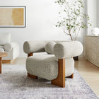 Modway Jace Boucle Accent Chair - River Rock-Ash Wood Legs