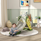 Qaba 3 in 1 Foldable Toddler Slide with Basketball Hoop, Carrot-Themed - Yellow-Non-slip stairs and smooth handrails ensure safe climbing 