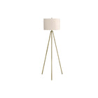 Monarch Specialties 63" H Floor Lamp - Brass Metal / Ivory / Cream Shade-This eye-catching 63"h floor lamp with a contemporary tripod design features a striking brass metal finish, contrasted with an elegant ivory linen drum shade, perfect to illuminate a corner of a room