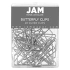 JAM Paper Colourful Butterfly Clips - Silver - 15 Pack-Colour: Silver Butterfly Paper Clip