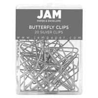 JAM Paper Colourful Butterfly Clips - Silver - 15 Pack-Colour: Silver Butterfly Paper Clip