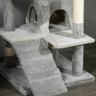 PawHut 53" Large Condo Cat Tree Tower - Grey-Colour: Grey and White 
