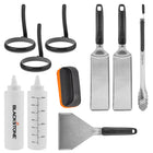 Blackstone Griddle Essentials Kit - Set of 11-Two stainless steel/plastic spatulas with reinforced curved neck