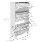 HOMCOM Modern Shoe Cabinet with 3 Flip Drawers for 12 Pairs - White-The flat top displays decor or stores essentials