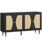 HOMCOM 55.1" L Sideboard Buffet Cabinet - Black-Exquisite rattan design adds natural aesthetic beauty