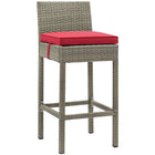 Modway Conduit Outdoor Patio Wicker Rattan Bar Stool - Light Gray Red-Modern Outdoor Bar Stool