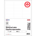 Avery Waterproof Labels - 1" x 2.575" - 1500 Pack-White
