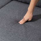 HOMCOM 3 Seater Sectional Sofa with Ottoman - Dark Grey-The solid wood frame and rubber wood legs provide a stable foundation