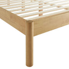 Modway Olea Channel Tufted Boucle Solid Wood Queen Platform Bed - Feather Oak-Assembly Required