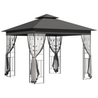 Outsunny 10 ft W x 10 ft L Patio Gazebo - Outdoor Gazebo Canopy - Grey-Gazebo tent with mesh sidewalls is a fantastic addition to your patio, deck, or garden