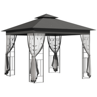 Outsunny 10 ft W x 10 ft L Patio Gazebo - Outdoor Gazebo Canopy - Grey-Gazebo tent with mesh sidewalls is a fantastic addition to your patio, deck, or garden
