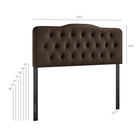 Modway Annabel Stain-Resistant Performance Velvet Full Headboard - Chocolate Brown-Diamond Button Tufting