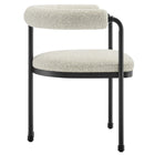 Modway Turin Curved Back Boucle and Metal Dining Accent Chair - Black/Pearl-Fully Assembled