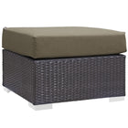 Modway Convene Outdoor Patio Fabric Square Ottoman - Espresso/Mocha-Synthetic Rattan Weave
