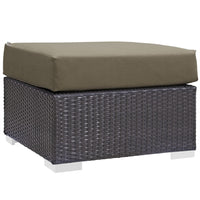 Modway Convene Outdoor Patio Fabric Square Ottoman - Espresso/Mocha-Synthetic Rattan Weave