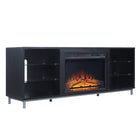 Manhattan Comfort Brighton 60" Modern Fireplace - Black and Onyx - Set of 2-Electric Fireplace with Remote Control for Changes on Visual Glow and Heat. Flame Control on 3 Levels: Low, Medium, High. Fireplace Appearance Ranges from Low Logs Glow to High Logs glow