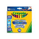Crayola Ultra-Clean Washable Broad Line Markers, Bold Colours, 10 Pack-Specially formulated to have bright, vivid colours with a truly washable formula that easily washes off walls with warm water and a sponge