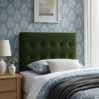 Modway Emily Stain-Resistant Performance Velvet Twin Size Headboard - Moss Green-Wood Blend Frame