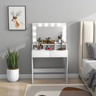 HOMCOM Makeup Vanity Desk with Lighted Mirror - 31.5" L x 15.7" W x 53.1" H - White-Three lighting modes cater to various makeup application needs 