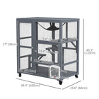 PawHut Wooden Cat House with Flap Door, Platforms and Hammock - Grey-Open-top design for easy interaction with your pets 