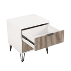 Manhattan Comfort DUMBO 20.07" Modern 2-Drawer Nightstand - White/Rustic Grey-Perfect for Bedside Storage, Lamps or Display Items