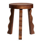 Modway Sorrel Carved Wood Stool - Walnut-Sturdy Kiln-Dried Mango Wood